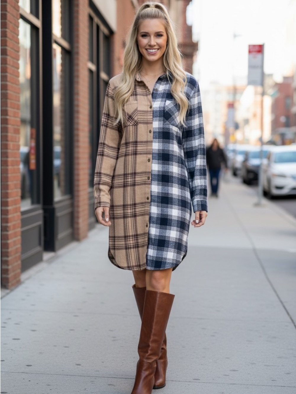 Justify Plaid Flannel Dress
